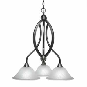 Bow 3 Light Chandelier Shown In Brushed Nickel Finish With 10" White Marble Glass