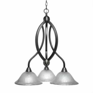 Bow 3 Light Chandelier Shown In Brushed Nickel Finish With 10" Frosted Crystal Glass