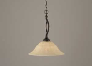 Bow Pendant Shown In Black Copper Finish With 16" Italian Marble Glass