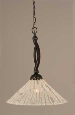 Bow Pendant Shown In Black Copper Finish With 16" Italian Ice Glass