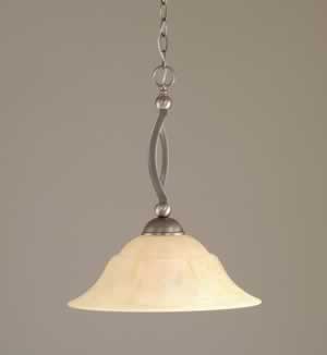 Bow Pendant Shown In Brushed Nickel Finish With 16" Amber Marble Glass