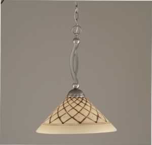 Bow Pendant Shown In Brushed Nickel Finish With 16" Chocolate Icing Glass