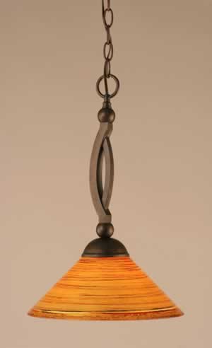 Bow Pendant Shown In Bronze Finish With 12" Firré Saturn Glass
