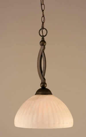 Bow Pendant Shown In Bronze Finish With 14" Rosetta Pumpkin Glass