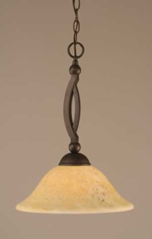 Bow Pendant Shown In Bronze Finish With 12" Italian Marble Glass