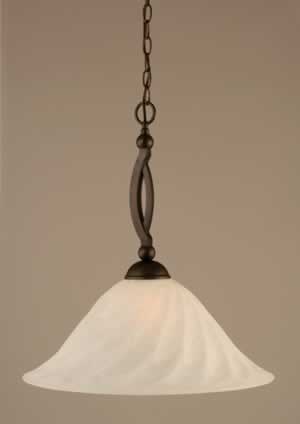 Bow Pendant Shown In Bronze Finish With 20" White Alabaster Swirl Glass