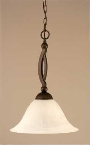 Bow Pendant Shown In Bronze Finish With 14" White Alabaster Glass