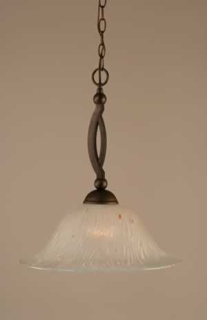 Bow Pendant Shown In Bronze Finish With 16" Frosted Crystal Glass