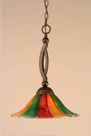 Bow Pendant Shown In Bronze Finish With 14" Mardi Gras Glass