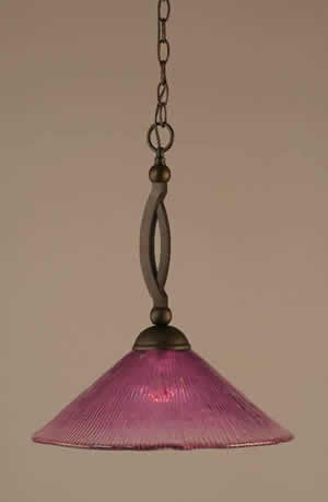 Bow Pendant Shown In Bronze Finish With 16" Wine Crystal Glass