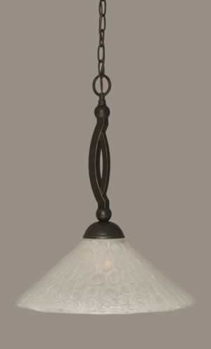 Bow Pendant Shown In Dark Granite Finish With 16" Italian Bubble Glass