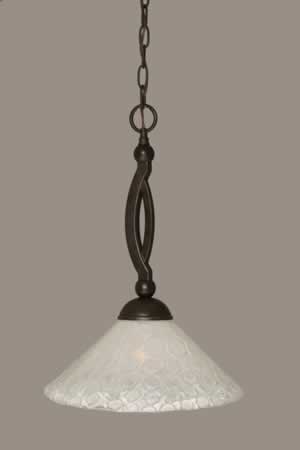 Bow Pendant Shown In Dark Granite Finish With 12" Italian Bubble Glass