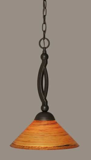 Bow Pendant Shown In Dark Granite Finish With 12" Firré Saturn Glass