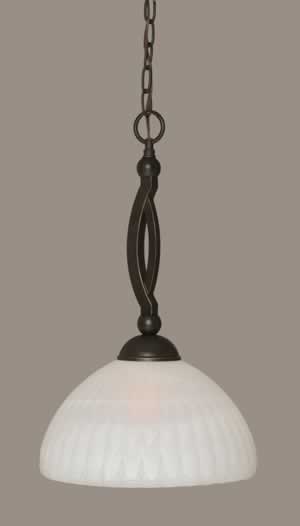 Bow Pendant Shown In Dark Granite Finish With 14" Alabaster Pumpkin Glass