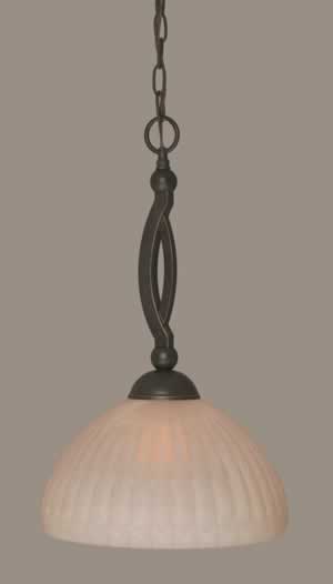 Bow Pendant Shown In Dark Granite Finish With 14" Rosetta Pumpkin Glass