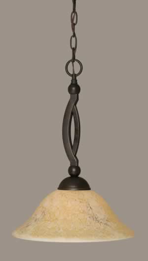 Bow Pendant Shown In Dark Granite Finish With 12" Italian Marble Glass