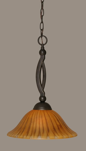 Bow Pendant Shown In Dark Granite Finish With 12" Tiger Glass