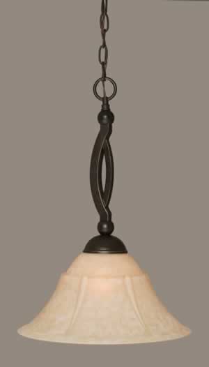 Bow Pendant Shown In Dark Granite Finish With 14" Italian Marble Glass