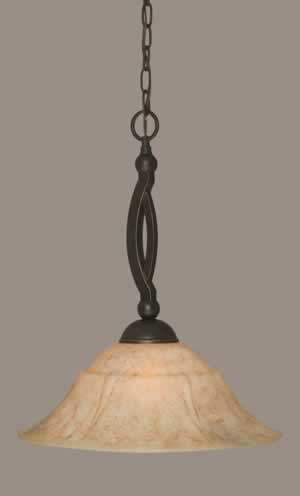 Bow Pendant Shown In Dark Granite Finish With 16" Italian Marble Glass