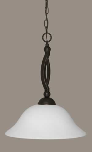 Bow Pendant Shown In Dark Granite Finish With 16" White Linen Glass