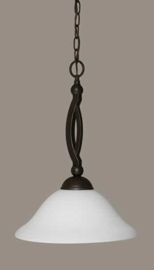 Bow Pendant Shown In Dark Granite Finish With 12" White Linen Glass