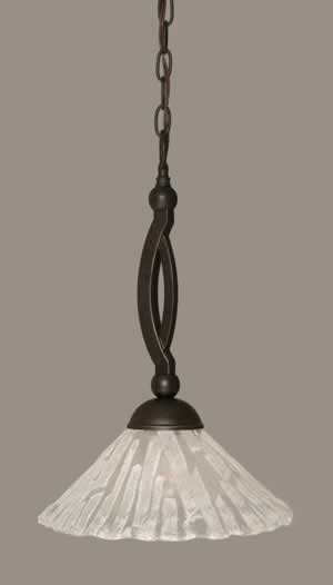 Bow Pendant Shown In Dark Granite Finish With 12" Italian Ice Glass