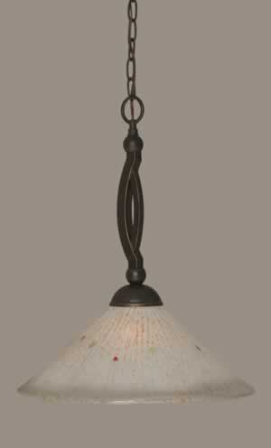 Bow Pendant Shown In Dark Granite Finish With 16" Frosted Crystal Glass