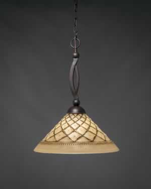 Bow Pendant Shown In Dark Granite Finish With 16" Chocolate Icing Glass