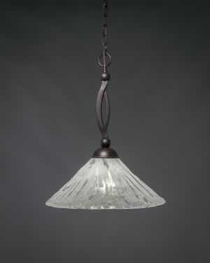 Bow Pendant Shown In Dark Granite Finish With 16" Italian Ice Glass