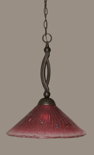 Bow Pendant Shown In Dark Granite Finish With 16" Wine Crystal Glass