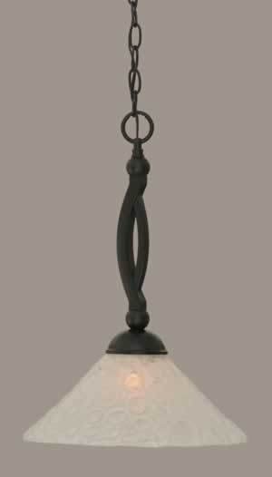 Bow Pendant Shown In Matte Black Finish With 12" Italian Bubble Glass