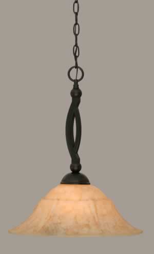 Bow Pendant Shown In Matte Black Finish With 16" Italian Marble Glass