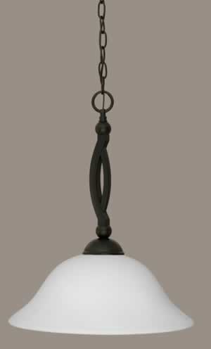 Bow Pendant Shown In Matte Black Finish With 16" White Linen Glass