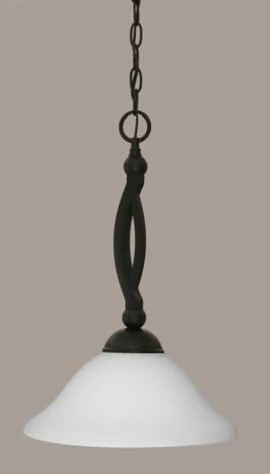 Bow Pendant Shown In Matte Black Finish With 12" White Linen Glass
