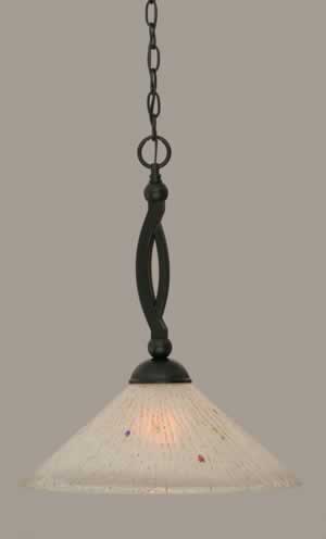 Bow Pendant Shown In Matte Black Finish With 16" Frosted Crystal Glass