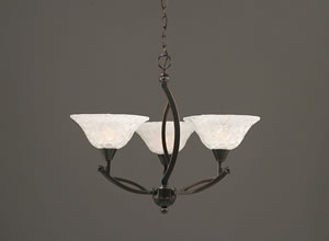 Bow 3 Light Chandelier Shown In Black Copper Finish With 10" Italian Bubble Glass