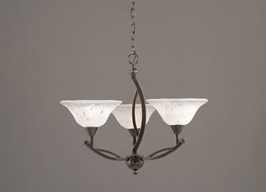 Bow 3 Light Chandelier Shown In Black Copper Finish With 10" Frosted Crystal Glass