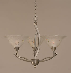 Bow 3 Light Chandelier Shown In Brushed Nickel Finish With 10" Frosted Crystal Glass