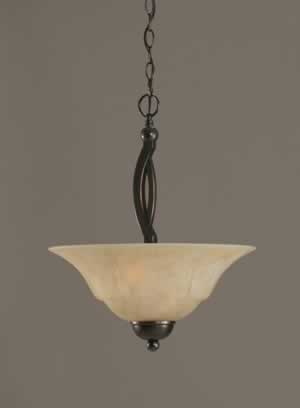 Bow Pendant With 2 Bulbs Shown In Black Copper Finish With 16" Italian Marble Glass