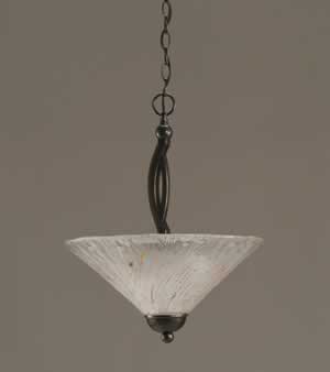 Bow Pendant With 2 Bulbs Shown In Black Copper Finish With 16" Frosted Crystal Glass