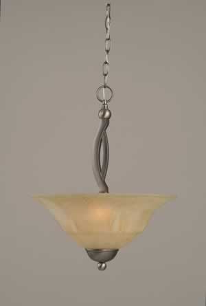 Bow Pendant With 2 Bulbs Shown In Brushed Nickel Finish With 16" Italian Marble Glass