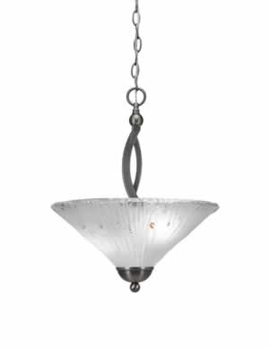 Bow Pendant With 2 Bulbs Shown In Brushed Nickel Finish With 16" Frosted Crystal Glass