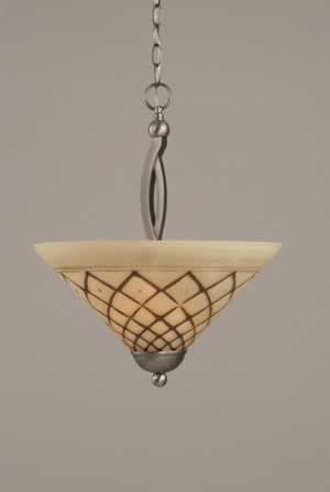 Bow Pendant With 2 Bulbs Shown In Brushed Nickel Finish With 16" Chocolate Icing Glass