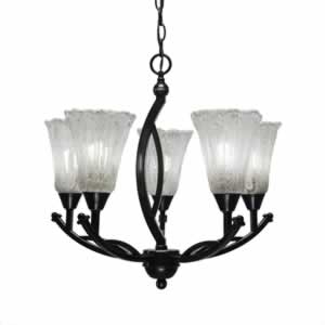Bow 5 Light Chandelier Shown In Black Copper Finish With 5.5" Italian Ice Glass