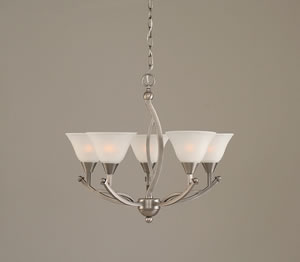Bow 5 Light Chandelier Shown In Brushed Nickel Finish With 7" White Marble Glass