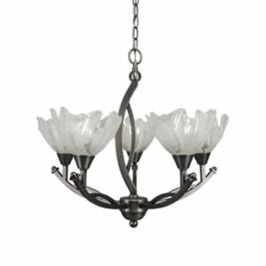 Bow 5 Light Chandelier Shown In Brushed Nickel Finish With 7" Italian Ice Glass