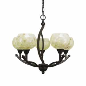 Bow 5 Light Chandelier Shown In Bronze Finish With 6" Mystical Seashell Glass