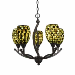 Bow 5 Light Chandelier Shown In Bronze Finish With 5" Sea Haze Seashell Glass
