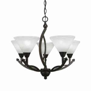 Bow 5 Light Chandelier Shown In Bronze Finish With 7" Gold Ice Glass