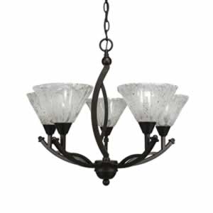 Bow 5 Light Chandelier Shown In Bronze Finish With 7" Italian Ice Glass